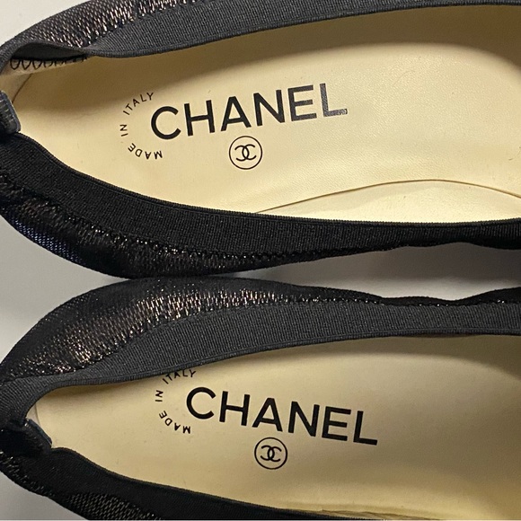 Chanel Heels Classic Black w/ gold flex size 41 or 10 US 11 US excellent authent - Picture 5 of 12